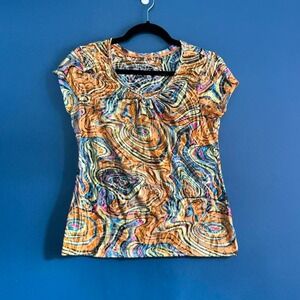 Y2K Burnout Tee Women's Size‎ Small Multicolor Psychedelic Trippy Relativity